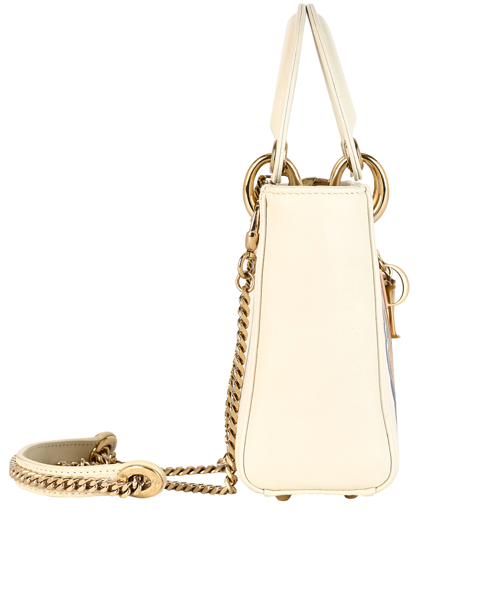 Mini Amour Lady Dior, &pound;1,900, Handbags, Cream/Red, Leather, Side view